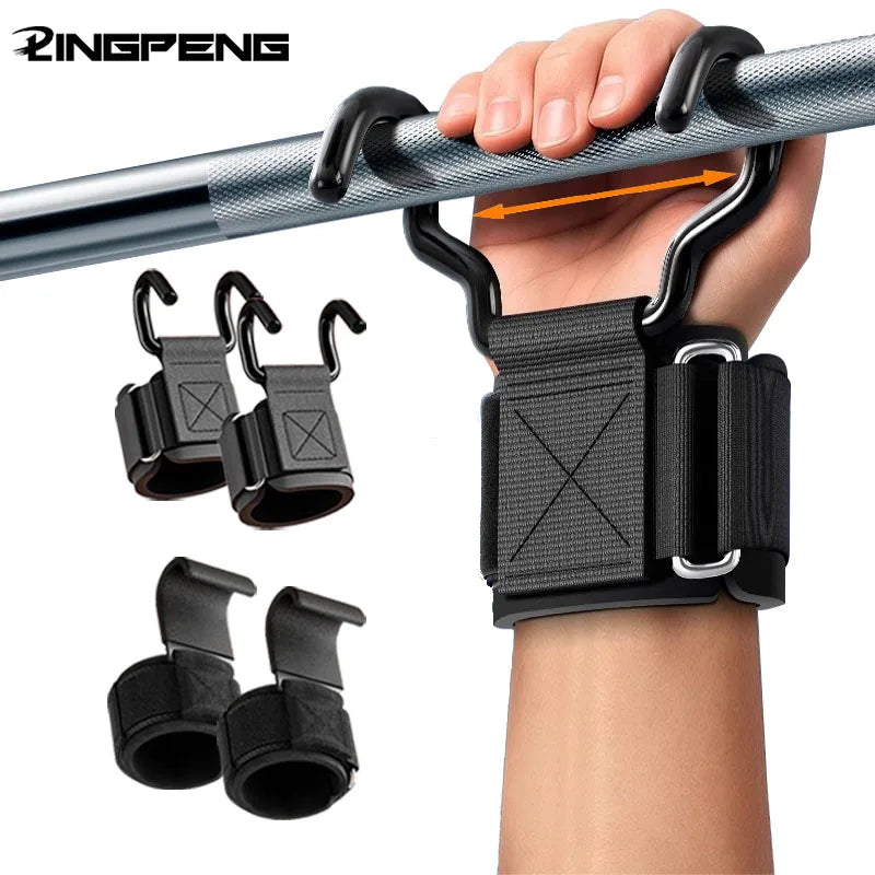 Weight Lifting Hooks with Wrist Wraps for Deadlifts and Pull Ups