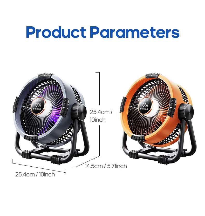 Rechargeable Camping Fan with LED Light