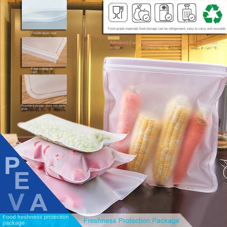 Reusable stand-up food storage bags – features
