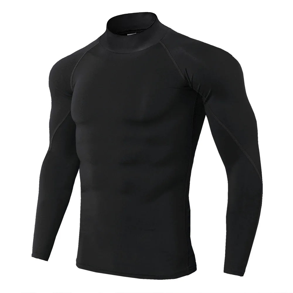 Mens Quick Dry Compression Shirt, Long Sleeve Gym Top