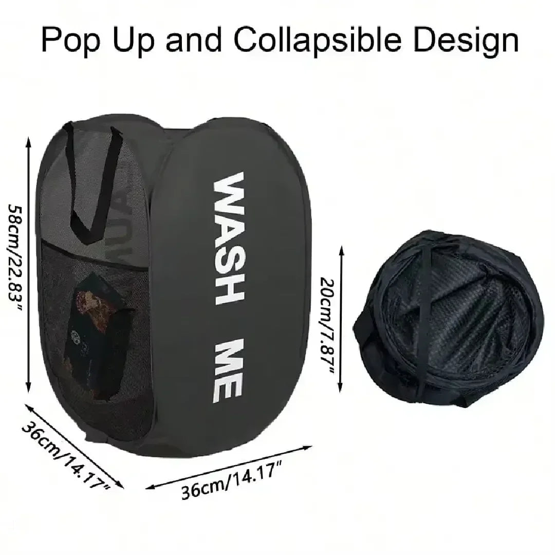 Laundry Hamper – Pop-Up Mesh Laundry Basket, Collapsible Foldable Clothes Hamper