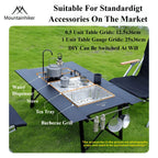 Aluminium camping table folded for storage
