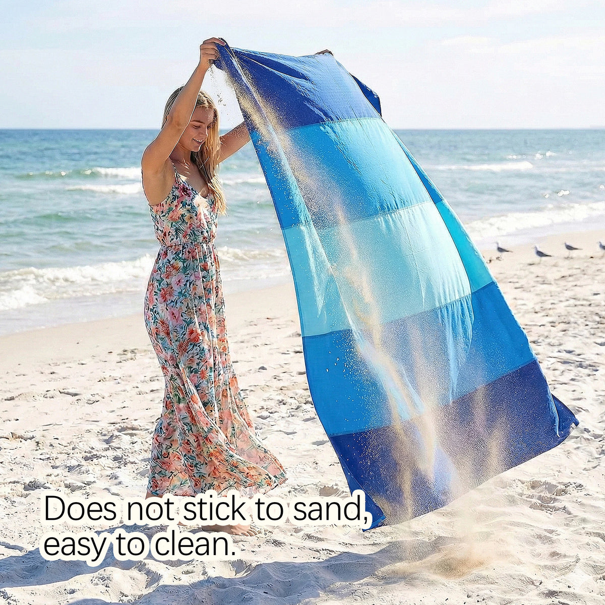 Sandproof Beach Blanket with Stakes