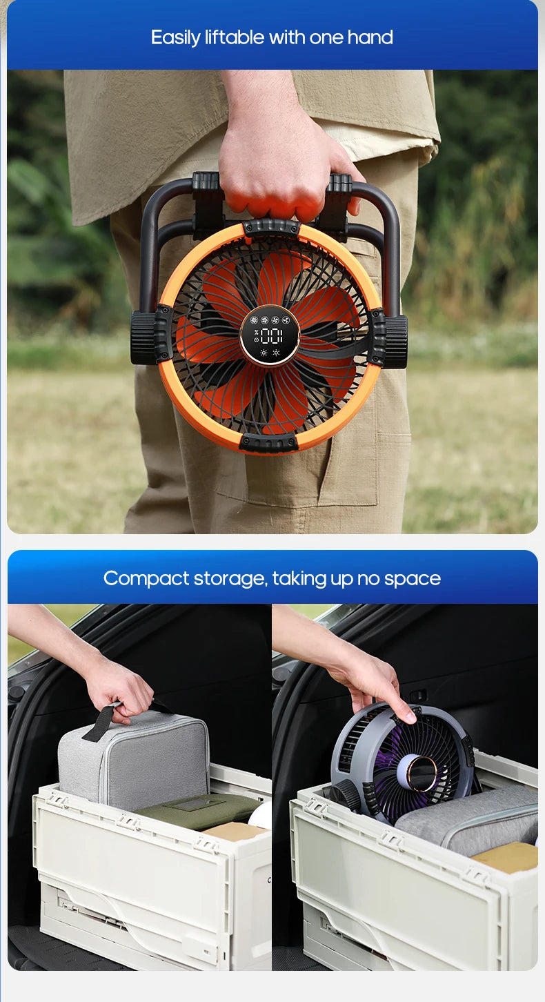 Rechargeable Camping Fan with LED Light