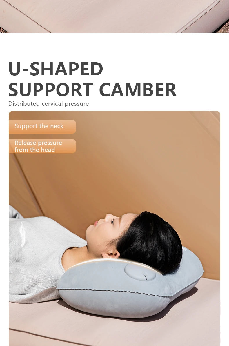 Inflatable Camping Pillow with Built-In Pump