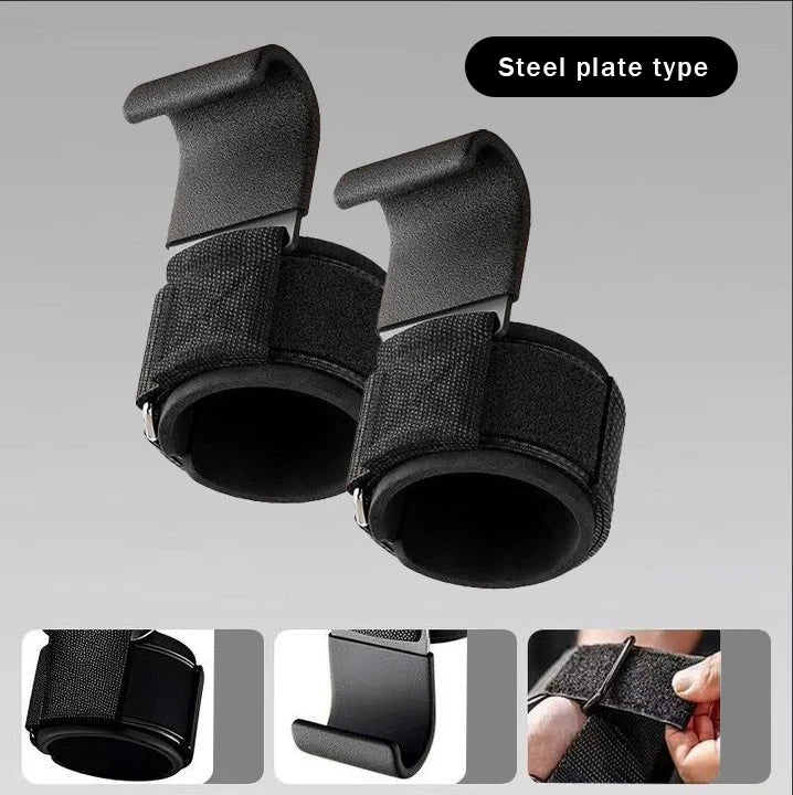 Weight Lifting Hooks with Wrist Wraps for Deadlifts and Pull Ups