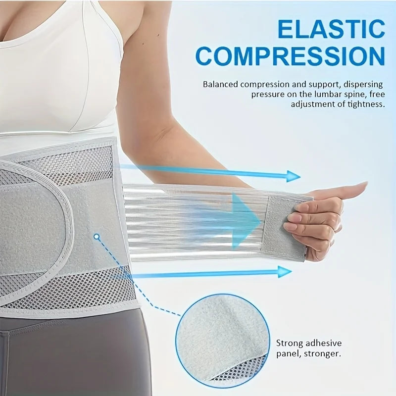 Reinforced Compression Waist Support Belt with Breathable Mesh Back Support