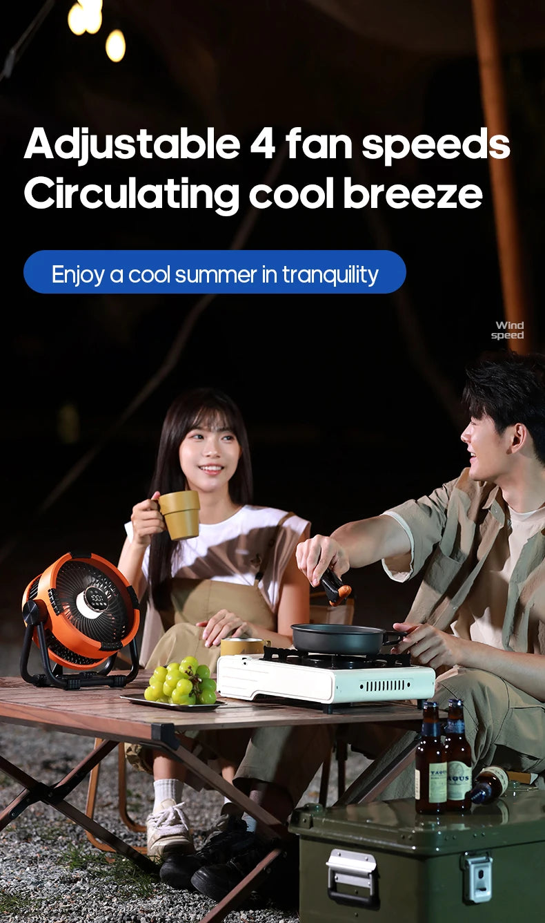 Rechargeable Camping Fan with LED Light
