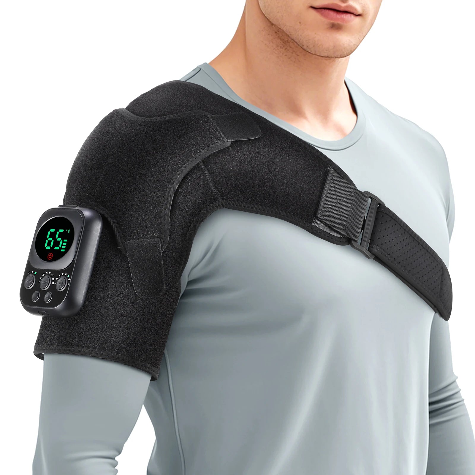 Heated Shoulder Brace for Men and Women, Adjustable Warming Support