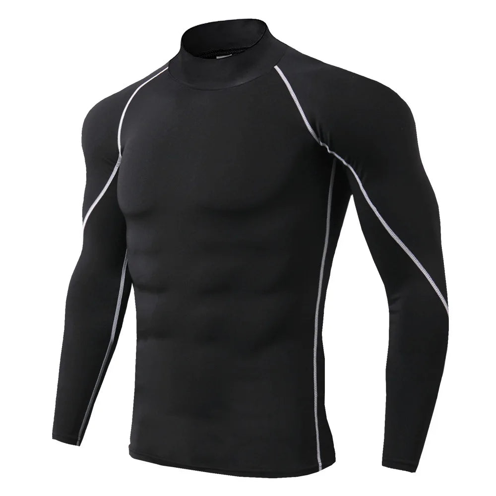 Mens Quick Dry Compression Shirt, Long Sleeve Gym Top
