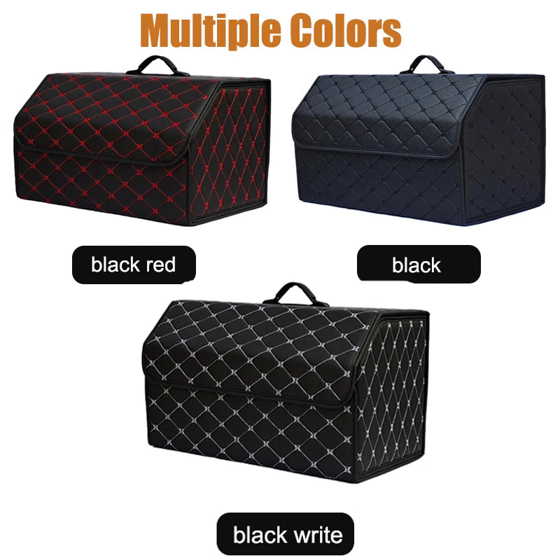 Collapsible PU leather car boot organiser – features