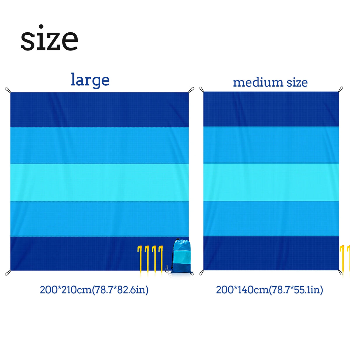 Sandproof Beach Blanket with Stakes