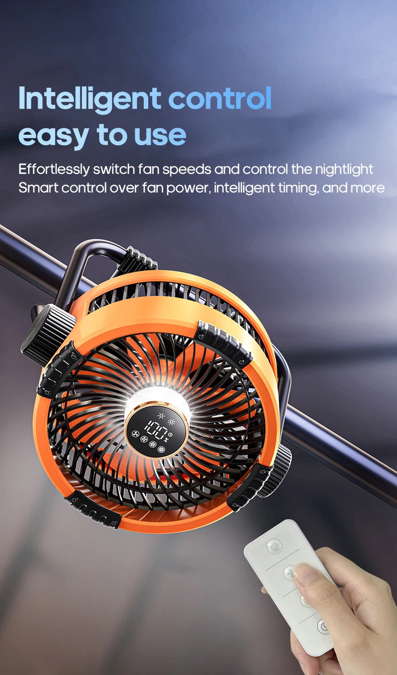 Rechargeable Camping Fan with LED Light