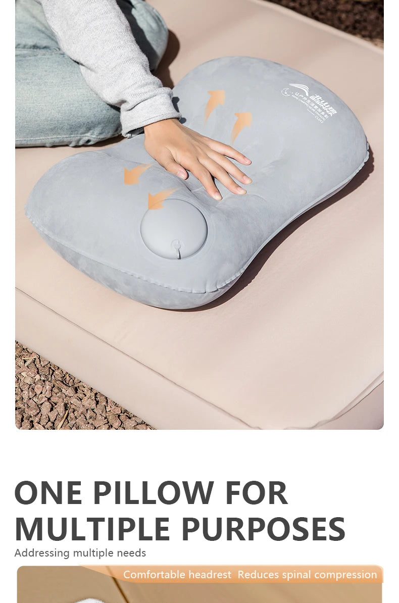Inflatable Camping Pillow with Built-In Pump