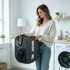 Collapsible mesh laundry basket with handles