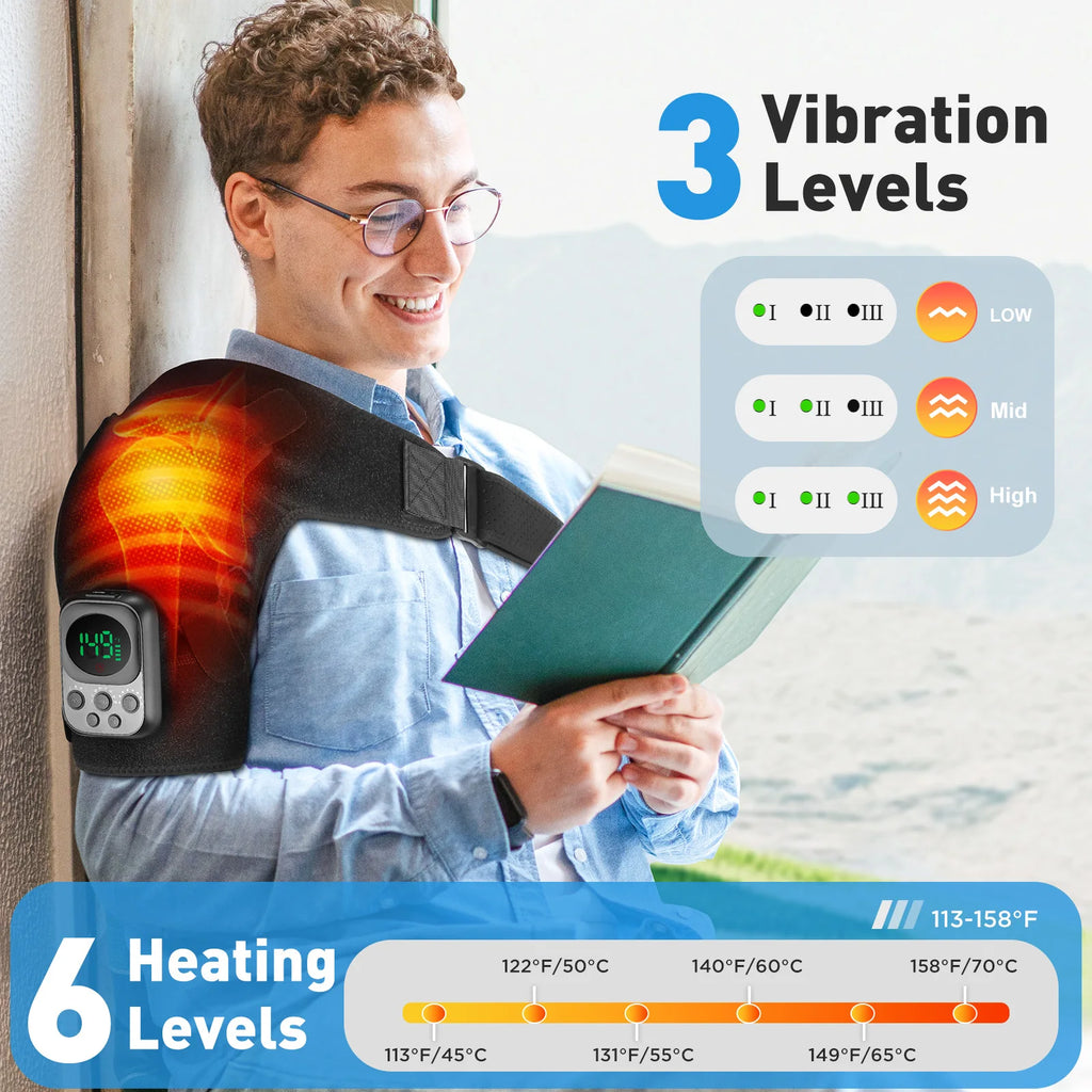 Heated Shoulder Brace for Men and Women, Adjustable Warming Support