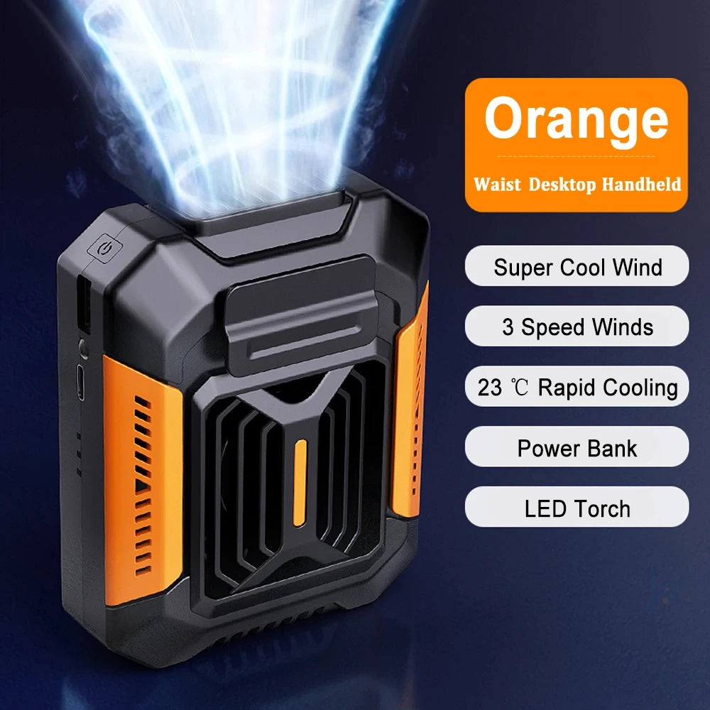 Wearable Belt Clip Fan with Power Bank