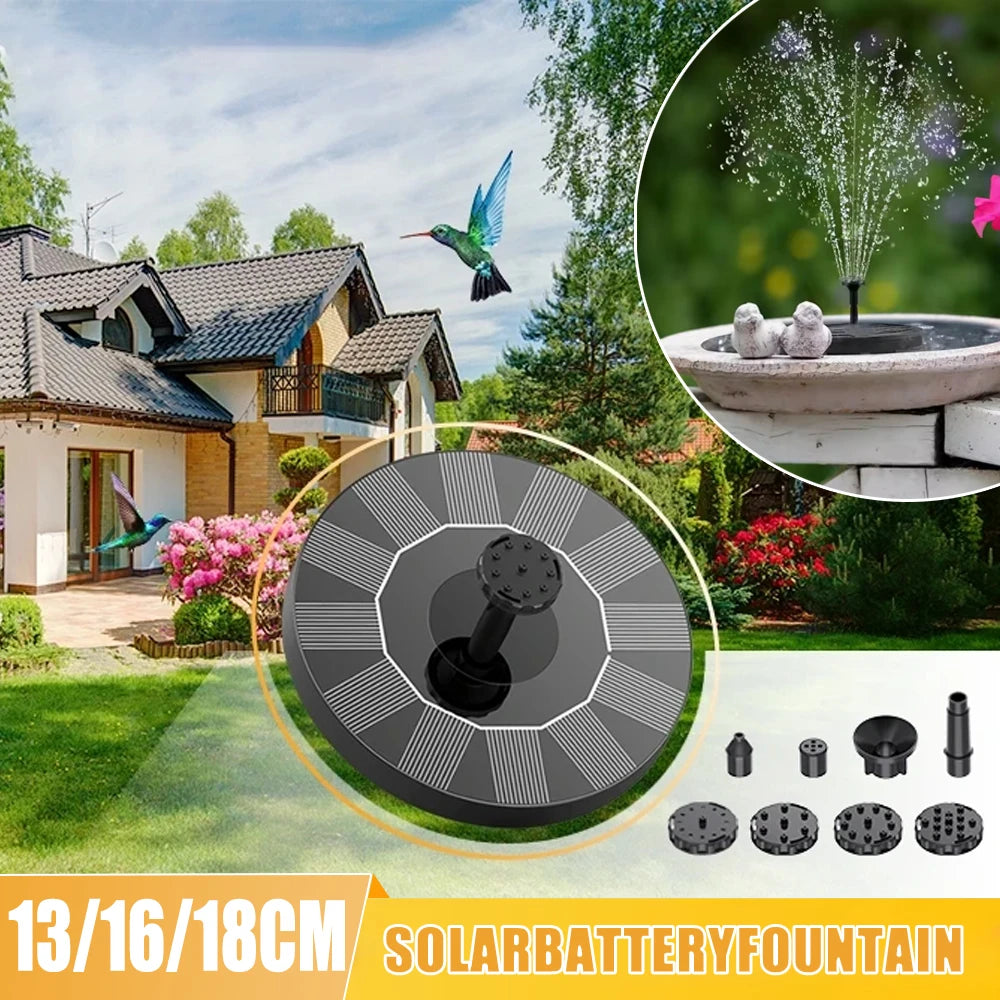 Floating solar bird bath fountain