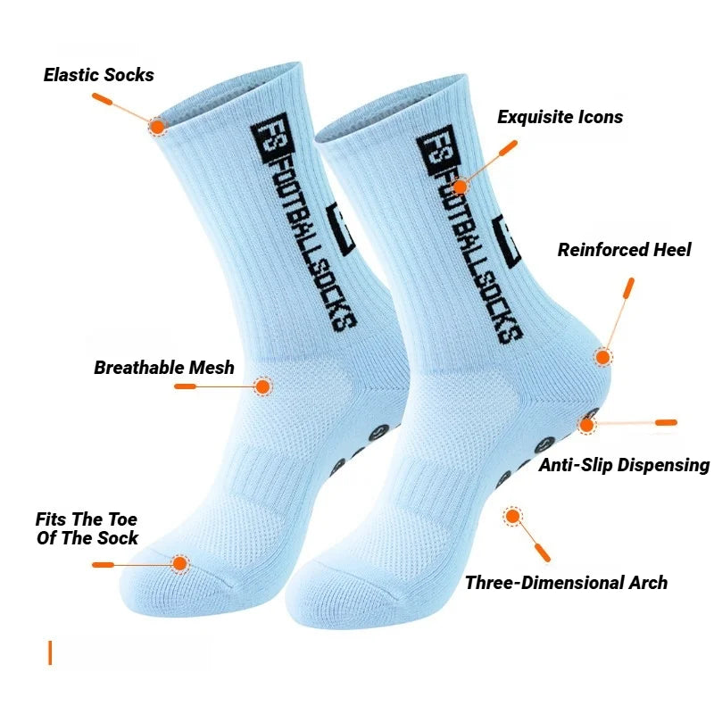 Non Slip Grip Socks for Sports and Training, 6 Pairs