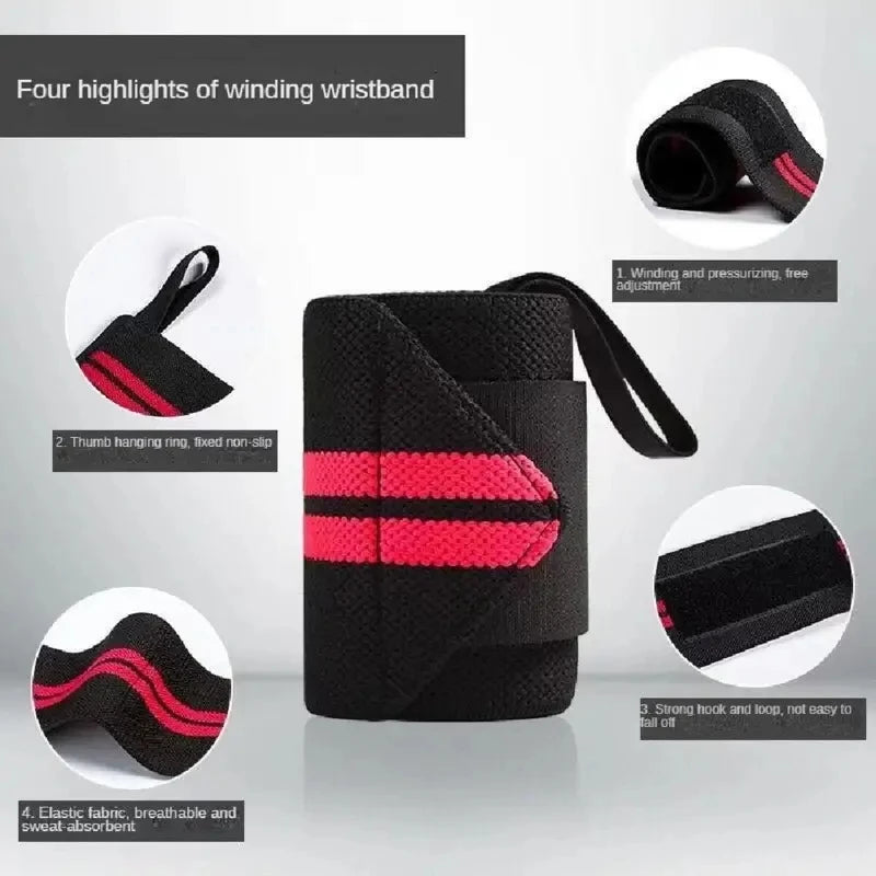 Elastic Wrist Wraps for Weightlifting and Gym Support, 2 Pack