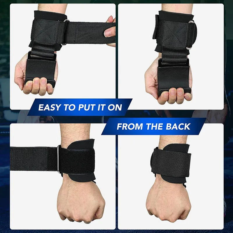 Weight Lifting Hooks with Wrist Wraps for Deadlifts and Pull Ups