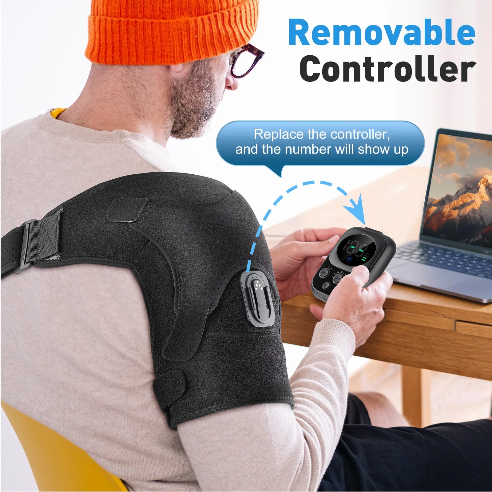 Heated Shoulder Brace for Men and Women, Adjustable Warming Support