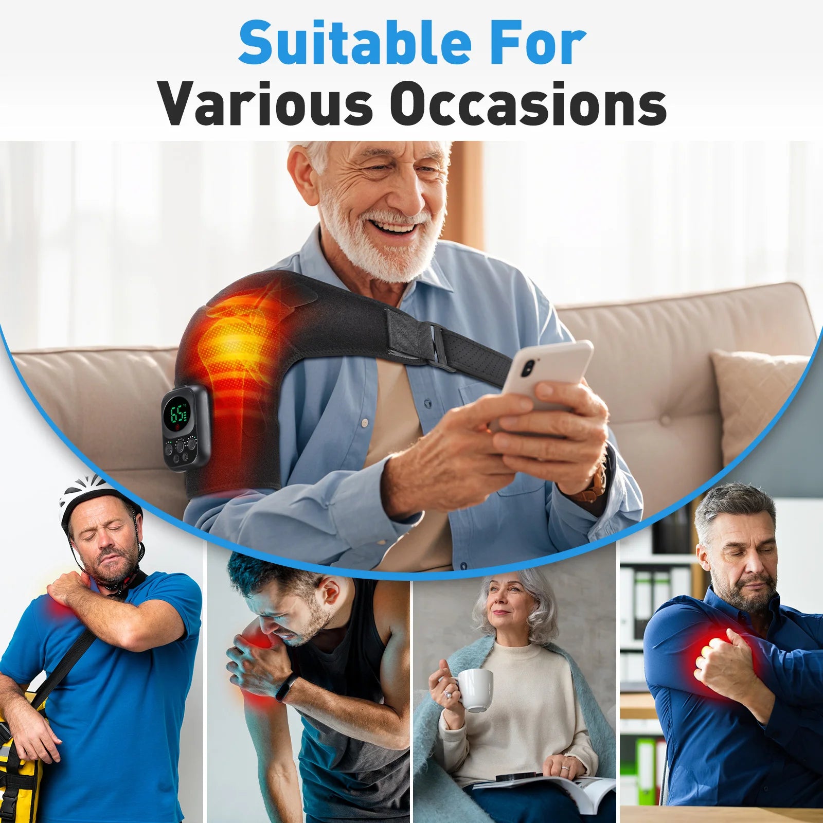 Heated Shoulder Brace for Men and Women, Adjustable Warming Support