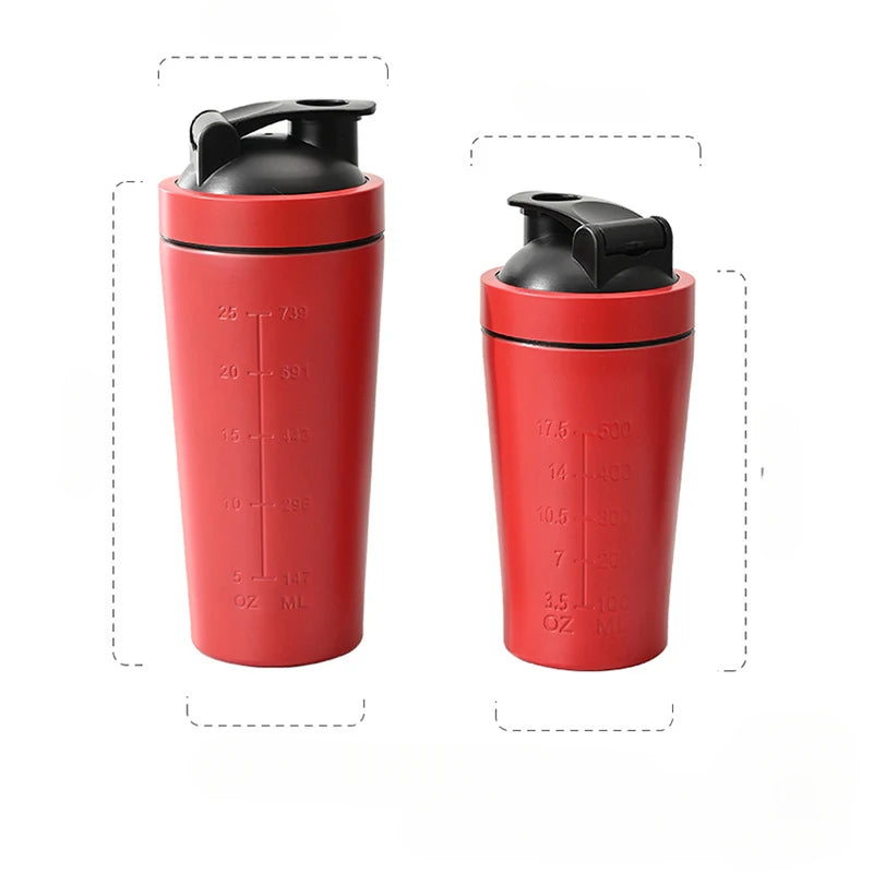 Stainless Steel Protein Shaker Bottle with Mixing Ball, 500ml and 750ml