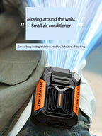 Wearable belt clip fan with power bank – close-up