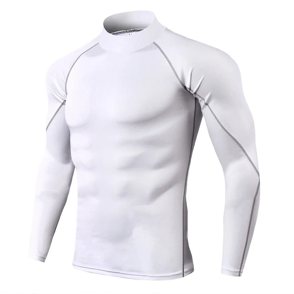 Mens Quick Dry Compression Shirt, Long Sleeve Gym Top