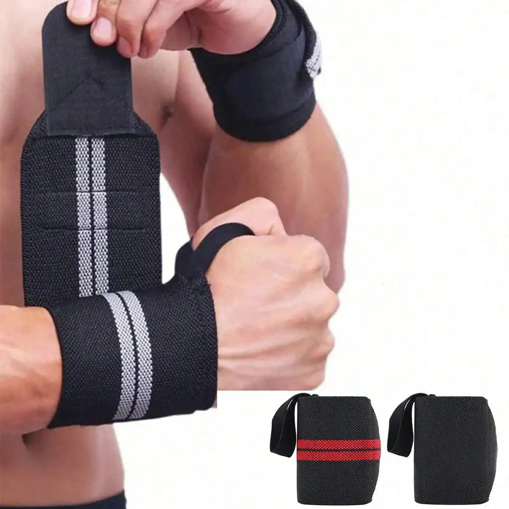 Elastic Wrist Wraps for Weightlifting and Gym Support, 2 Pack