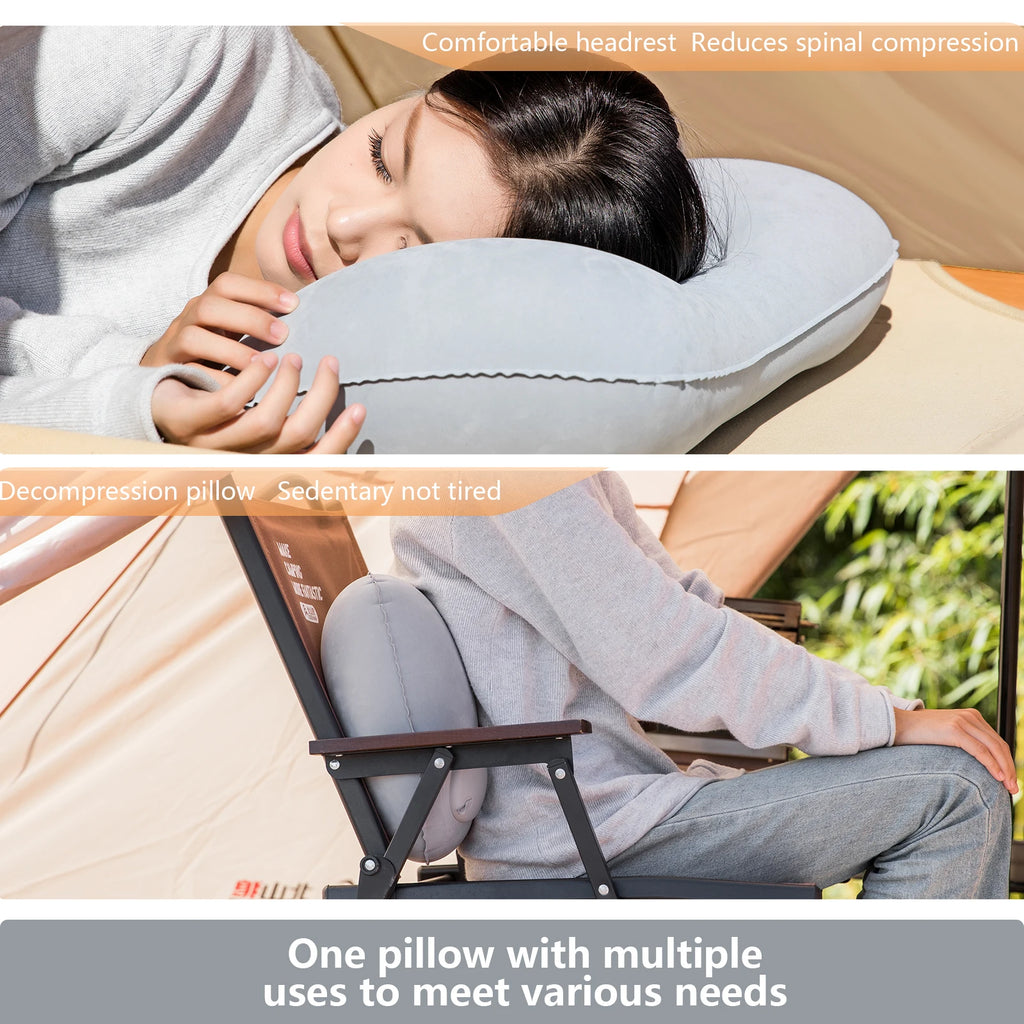 Inflatable Camping Pillow with Built-In Pump
