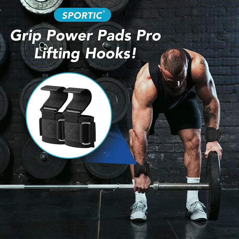 Weight Lifting Hooks with Wrist Wraps for Deadlifts and Pull Ups