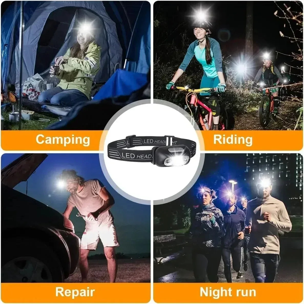 Rechargeable LED Headlamp with Motion Sensor