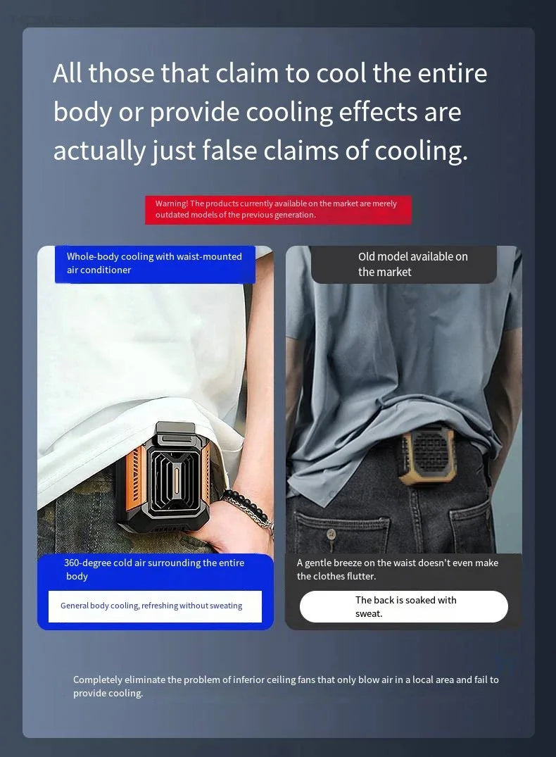 Wearable Belt Clip Fan with Power Bank