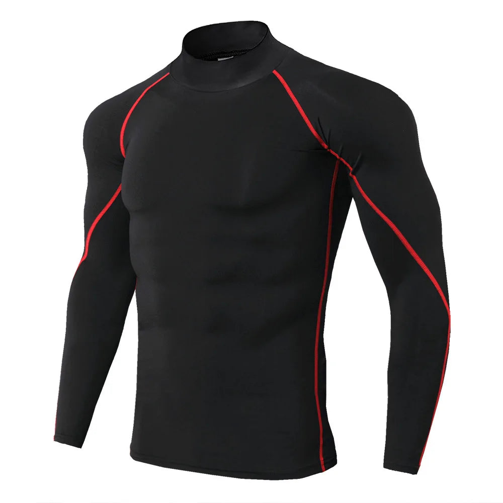 Mens Quick Dry Compression Shirt, Long Sleeve Gym Top