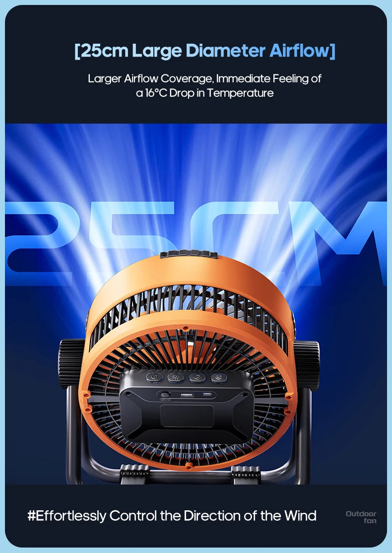 Rechargeable Camping Fan with LED Light