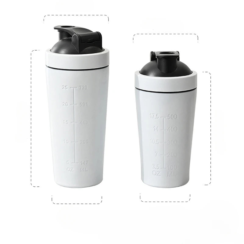 Stainless Steel Protein Shaker Bottle with Mixing Ball, 500ml and 750ml