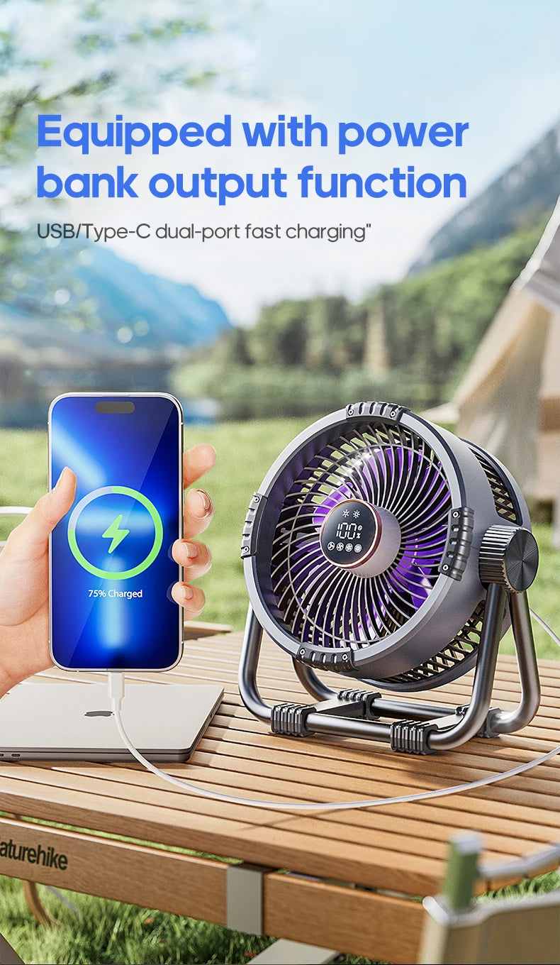 Rechargeable Camping Fan with LED Light