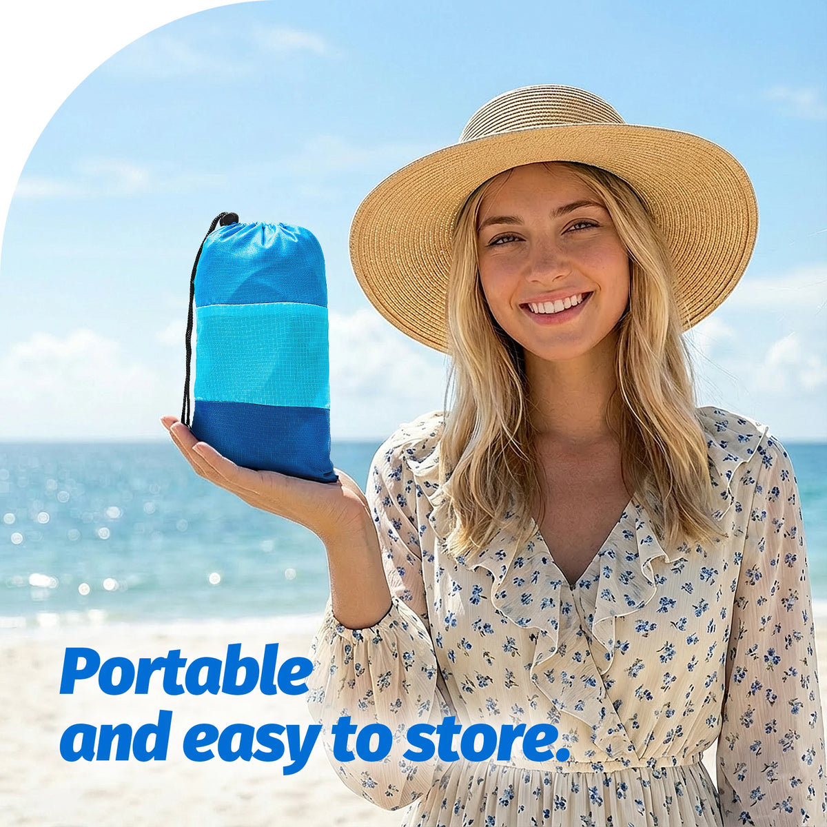 Quick dry sandproof beach blanket folded