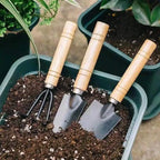 Garden hand tools with timber handles