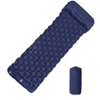 Inflatable camping sleeping pad with pillow