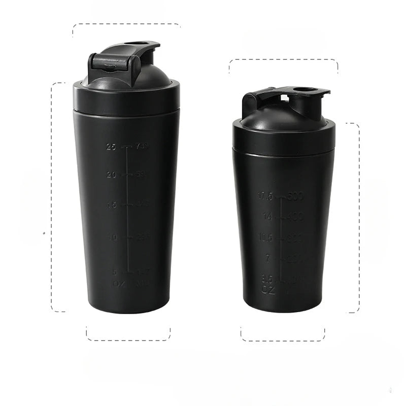 Stainless Steel Protein Shaker Bottle with Mixing Ball, 500ml and 750ml