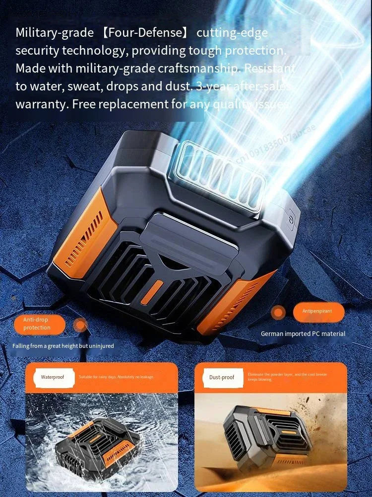 Wearable belt clip fan with power bank