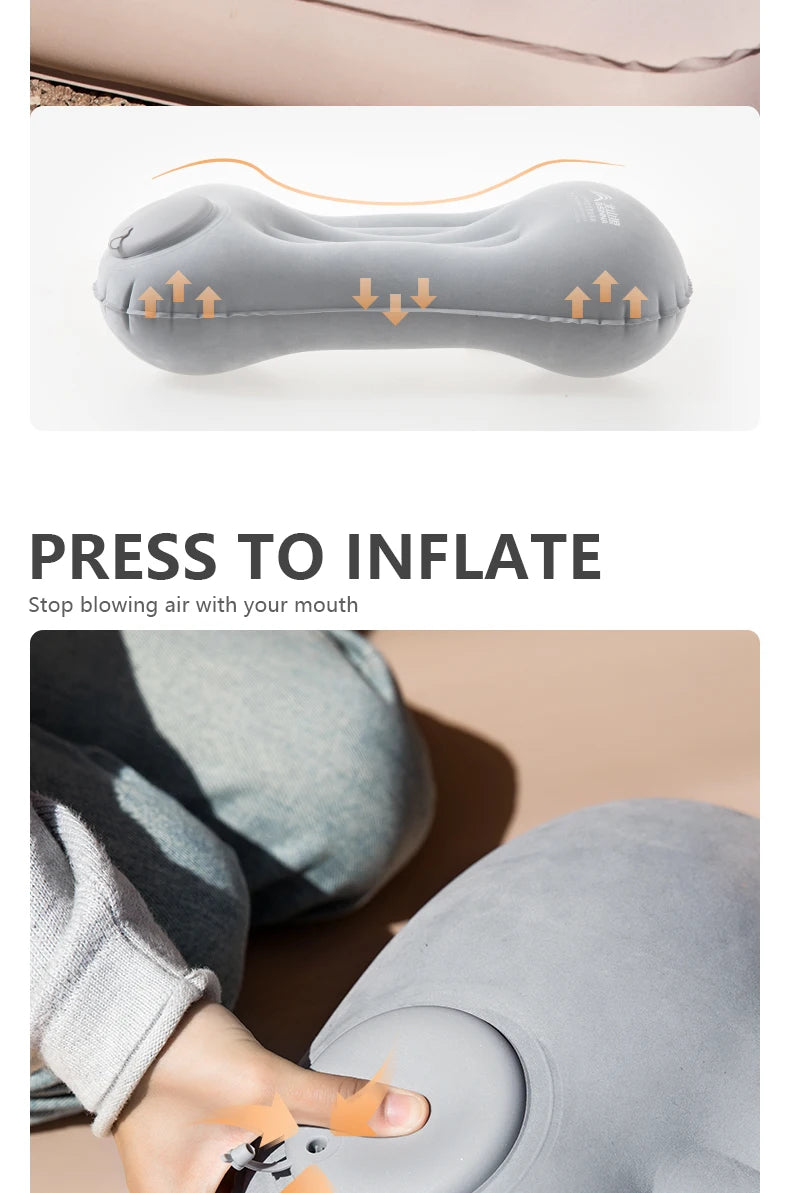 Inflatable Camping Pillow with Built-In Pump