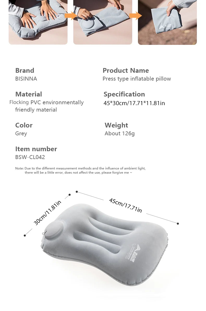 Inflatable Camping Pillow with Built-In Pump
