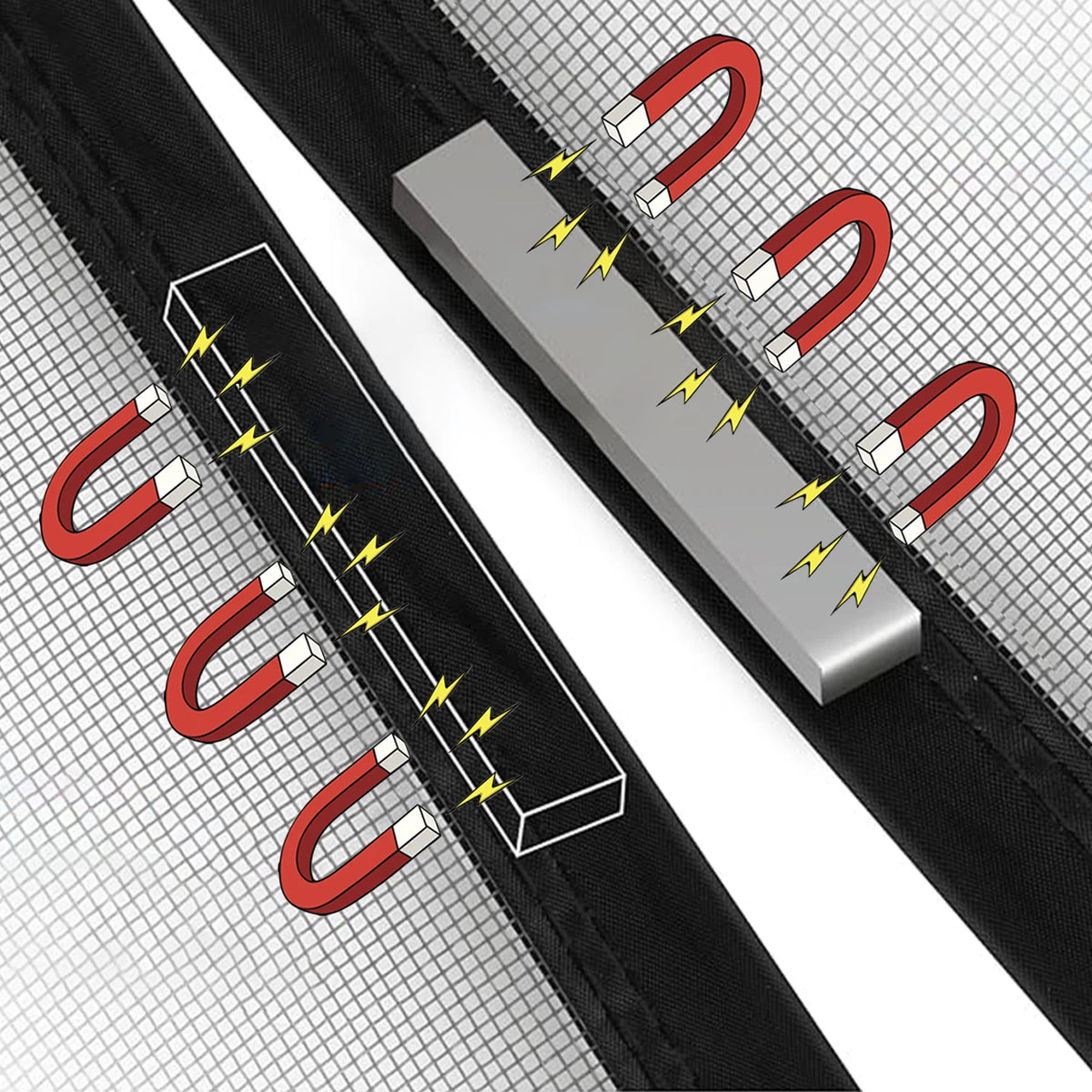Hands-free magnetic mesh screen door