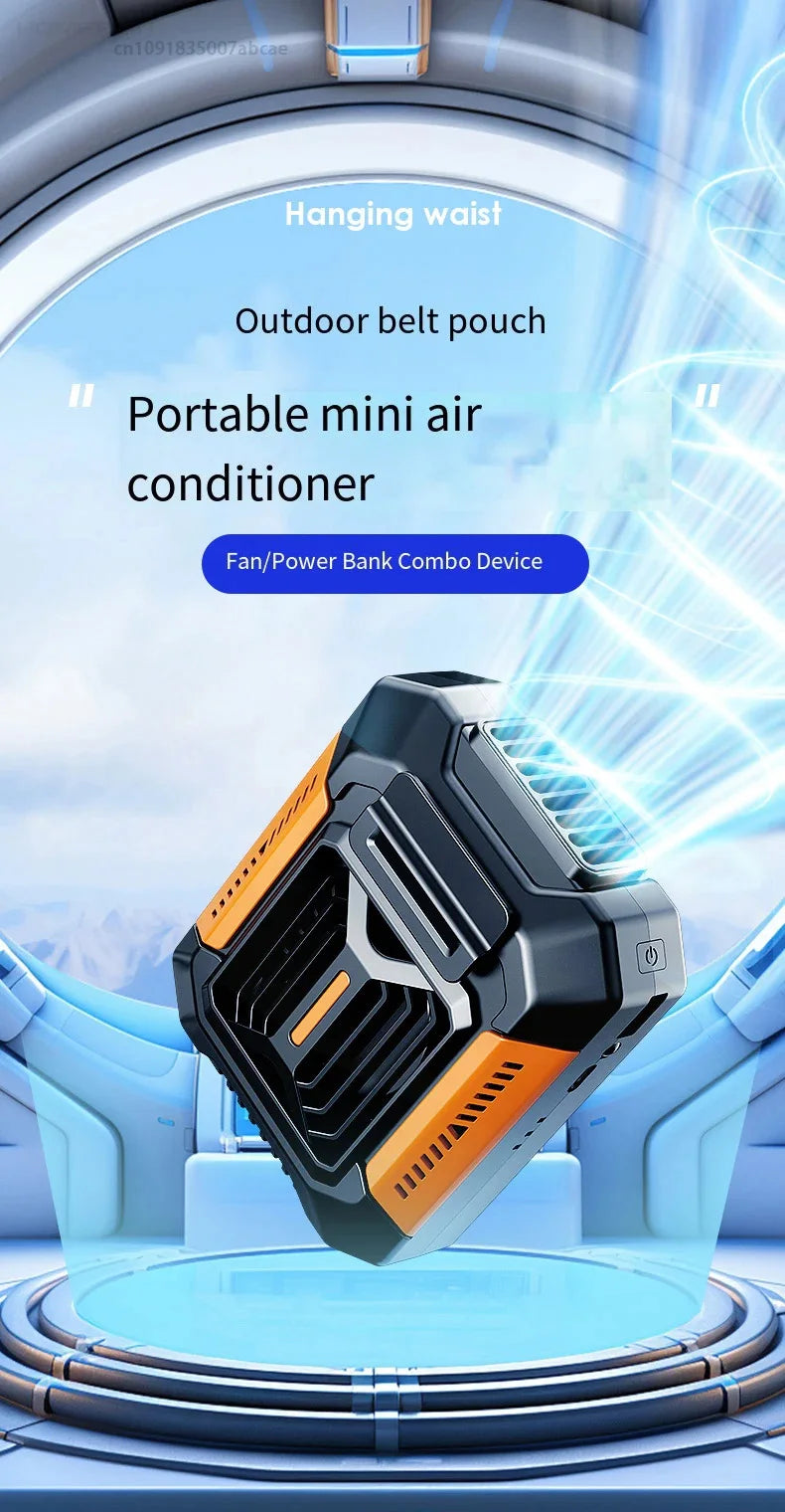 Wearable Belt Clip Fan with Power Bank