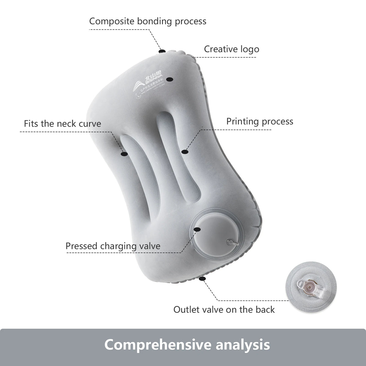 Inflatable Camping Pillow with Built-In Pump