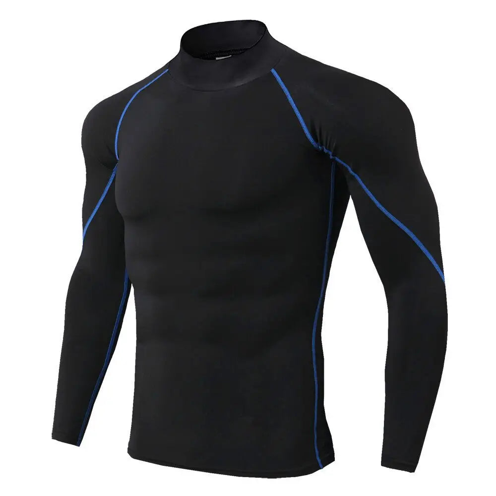 Mens Quick Dry Compression Shirt, Long Sleeve Gym Top
